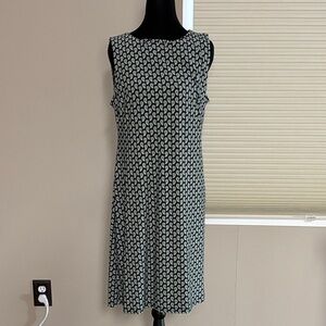 Tommy Hilfiger Navy Blue and Cream Sleeveless Midi Dress